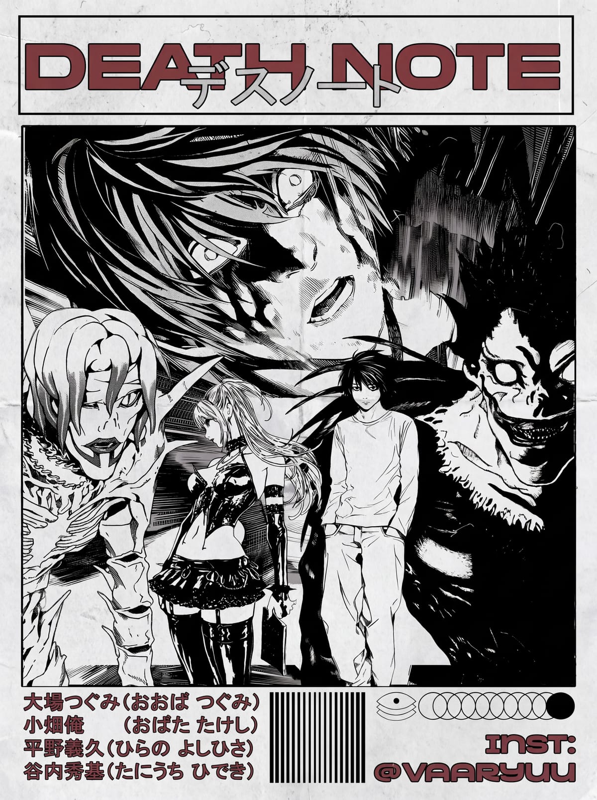 Death Note vintage anime collage poster