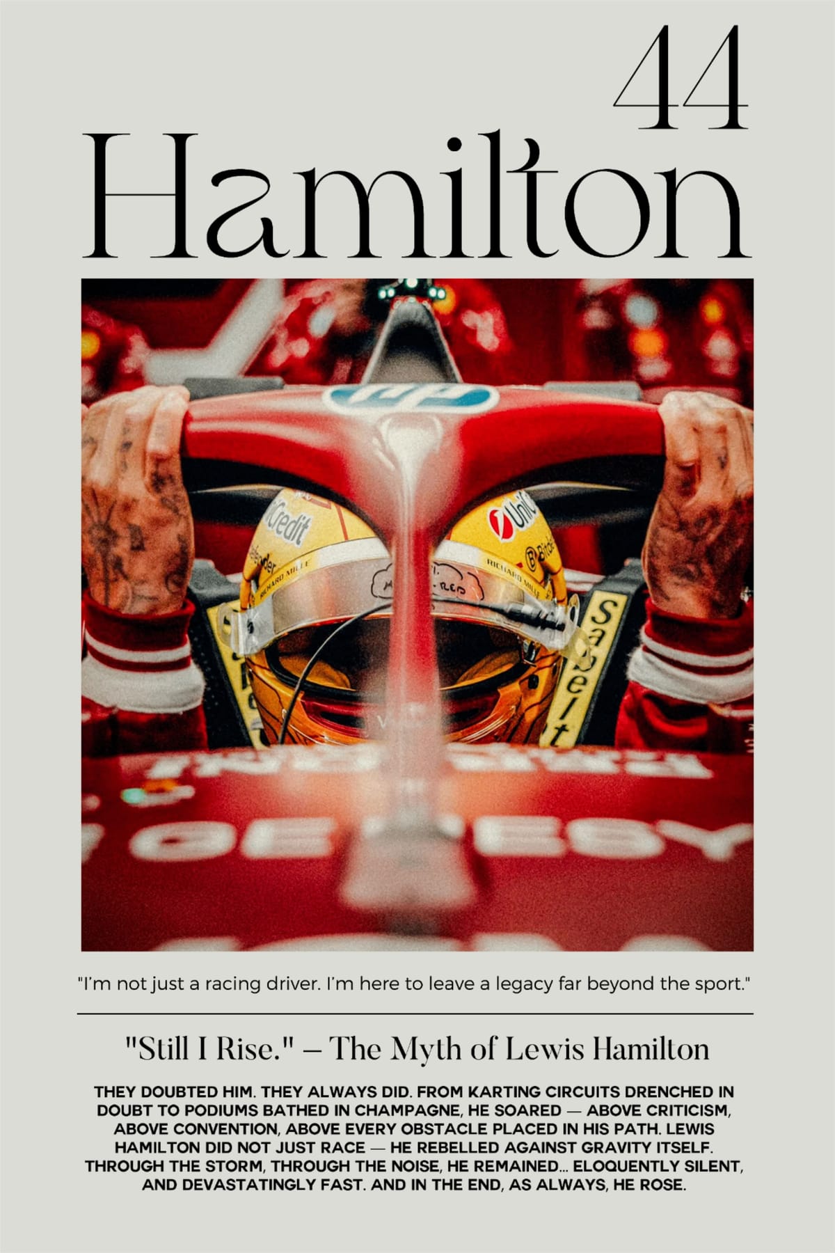 Lewis Hamilton Aesthetic Poster "Still I Rise".