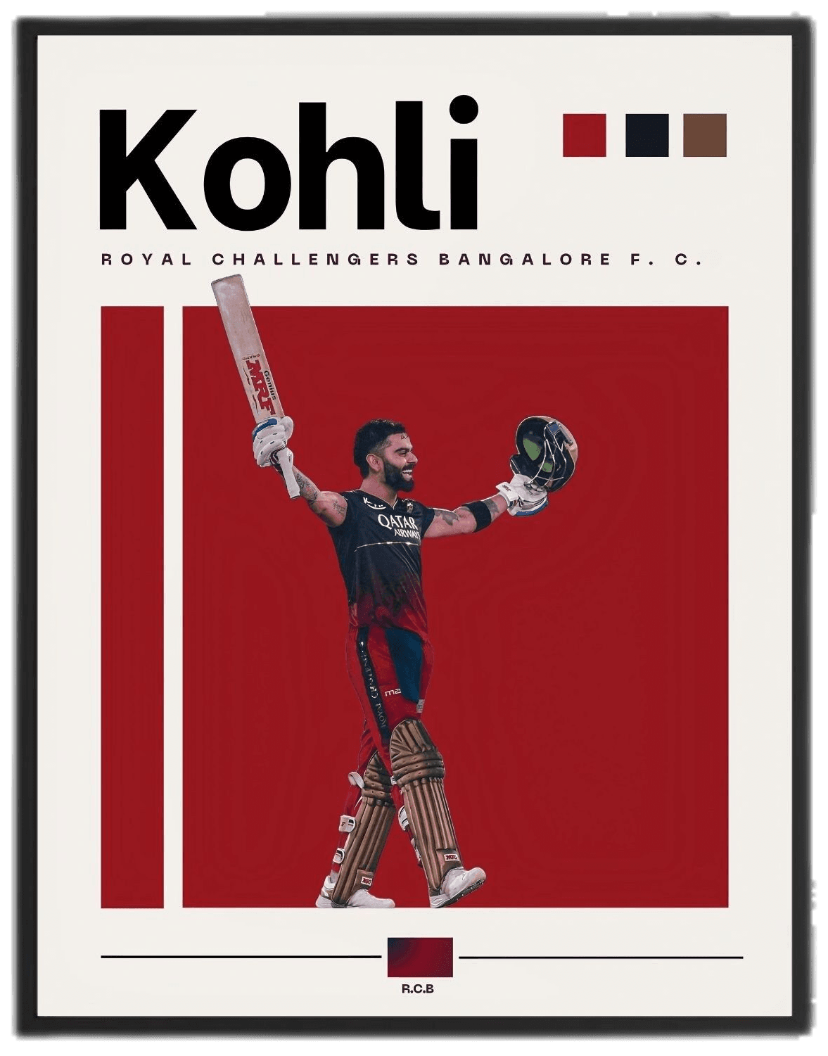 RCB Virat Kohli Fan club Poster For Indian Cricket Legend Lover Or Bedroom Cricket Wall Art Decor Kohli Cricket Download Digital 16x20 inch