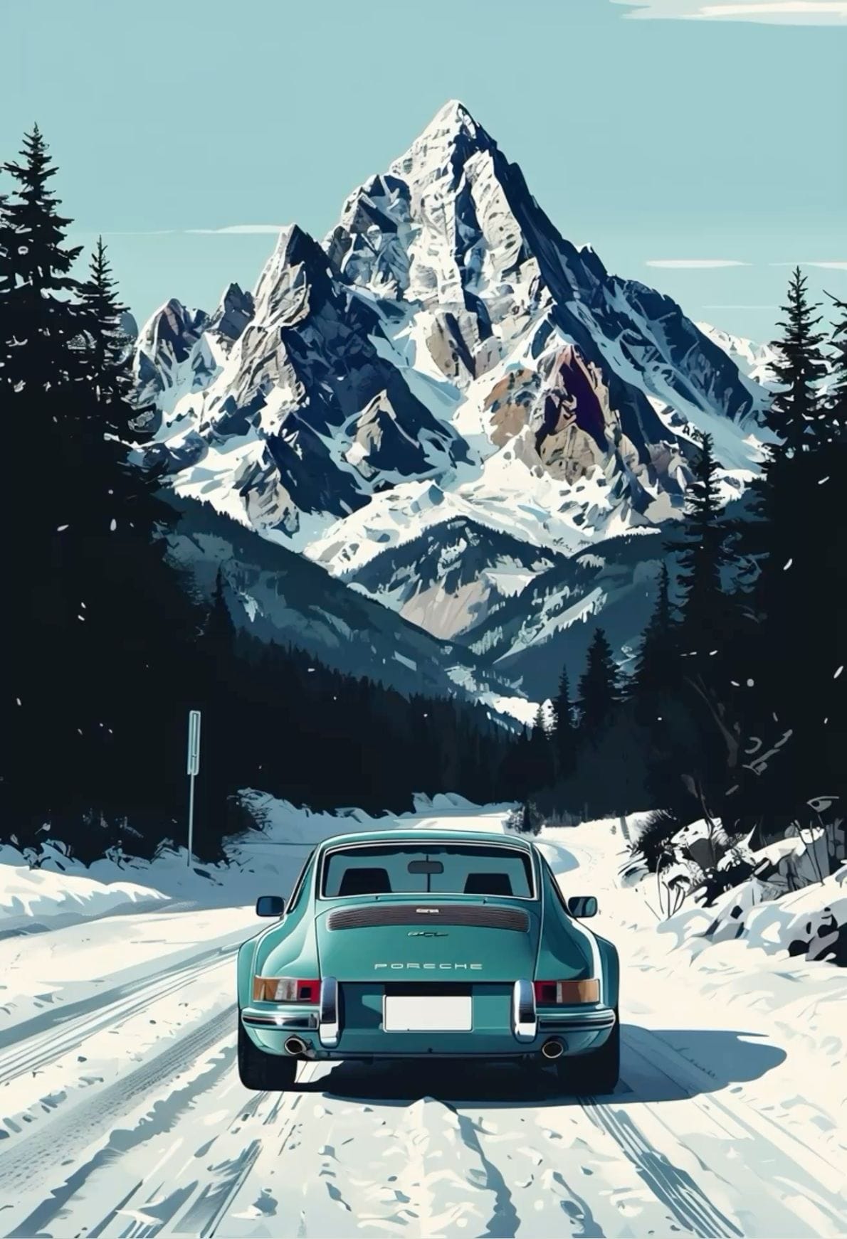 Porsche Poster Winter wandgestaltung Druck