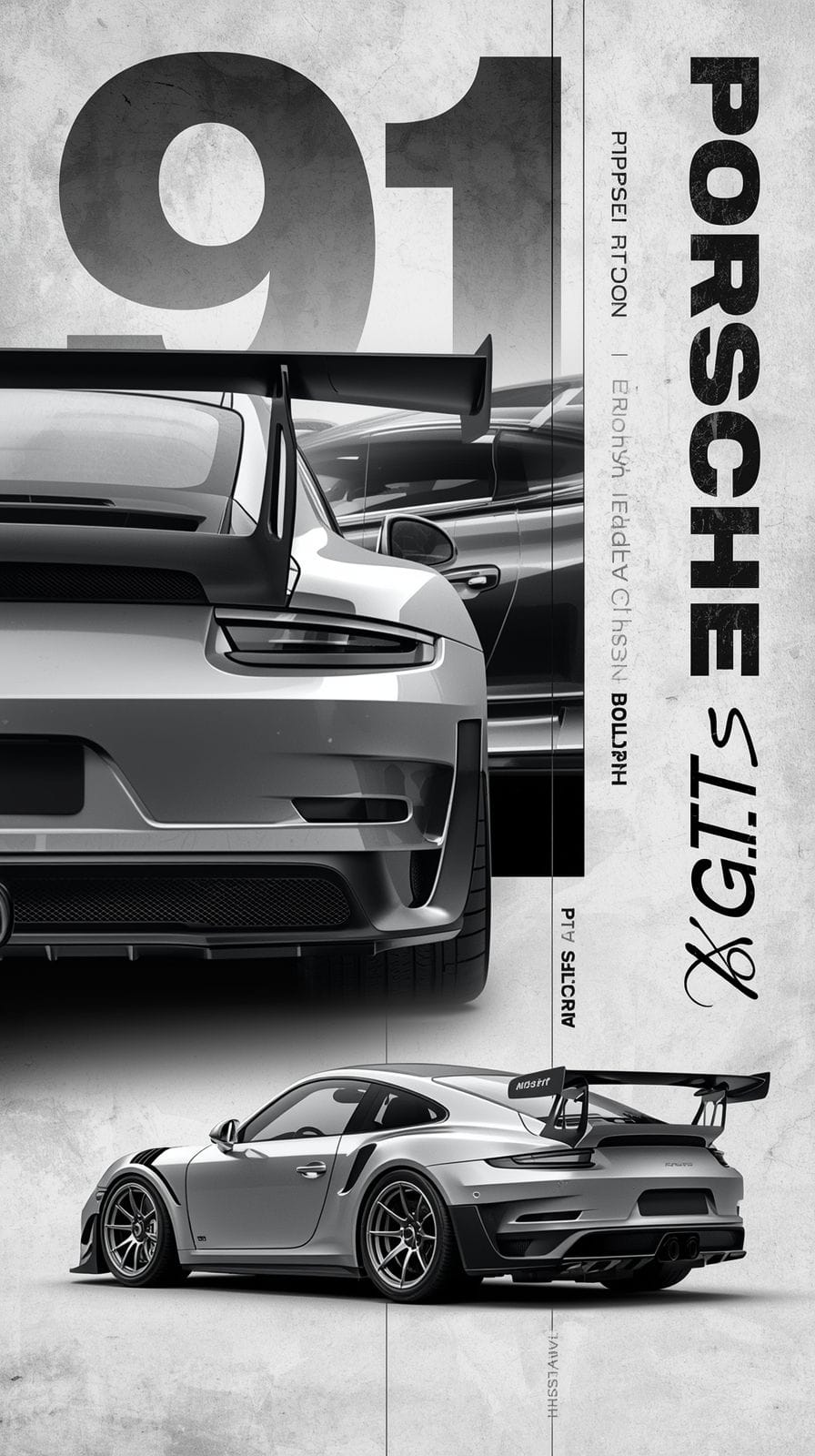 Porsche 911 GT3 RS Black & White Poster | Download Supercar Wallpaper download from my profile