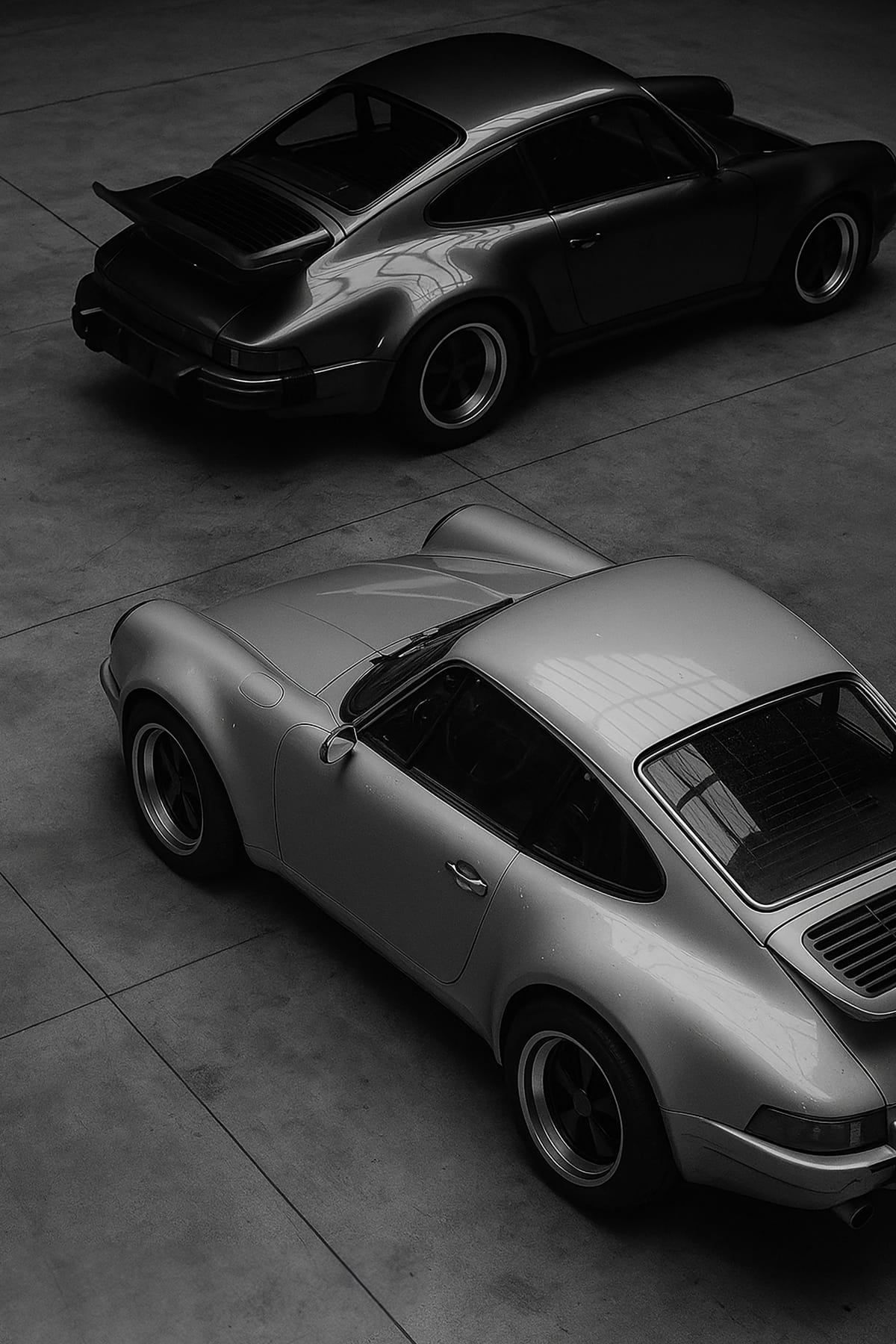 Dual Porsche 911 Poster | Minimalist Black & White Car | Vintage Porsche Print | Digital Download