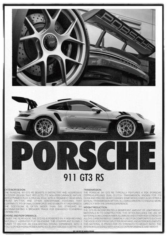 Porsche 911 GT3 RS Poster * Minimalist Car Art Print