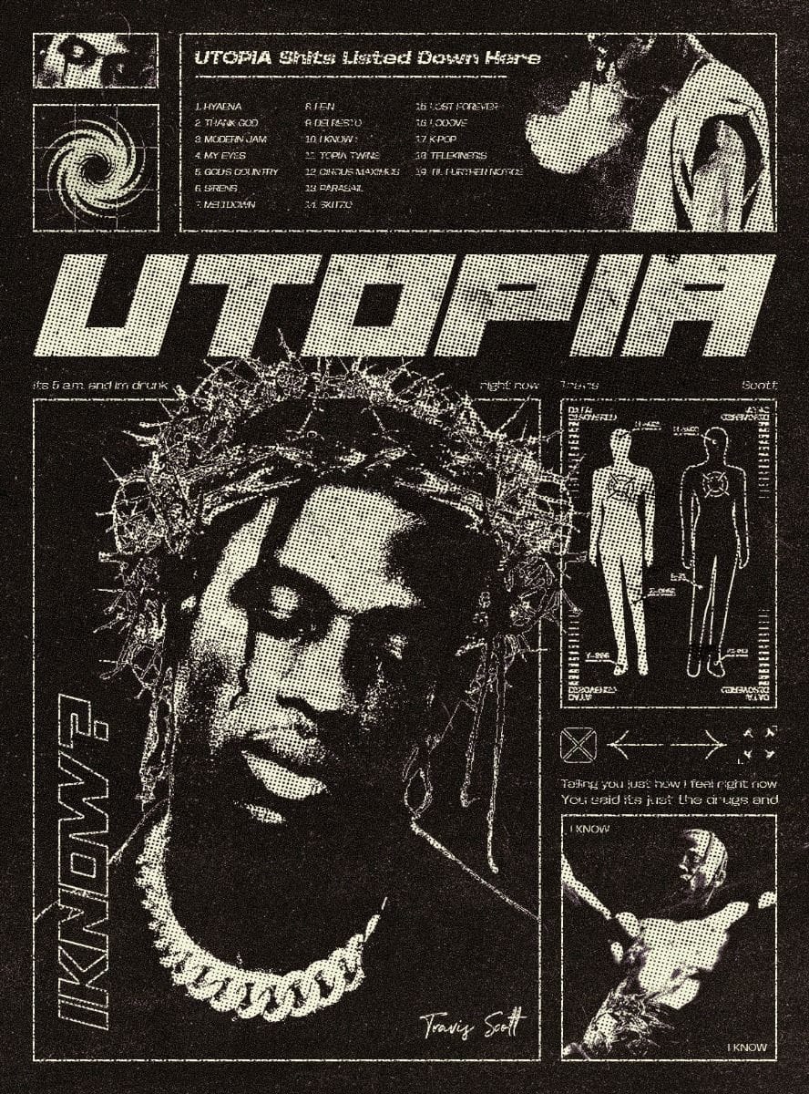 Travis Scott Inspired Brutalism Poster - Utopia Album Poster