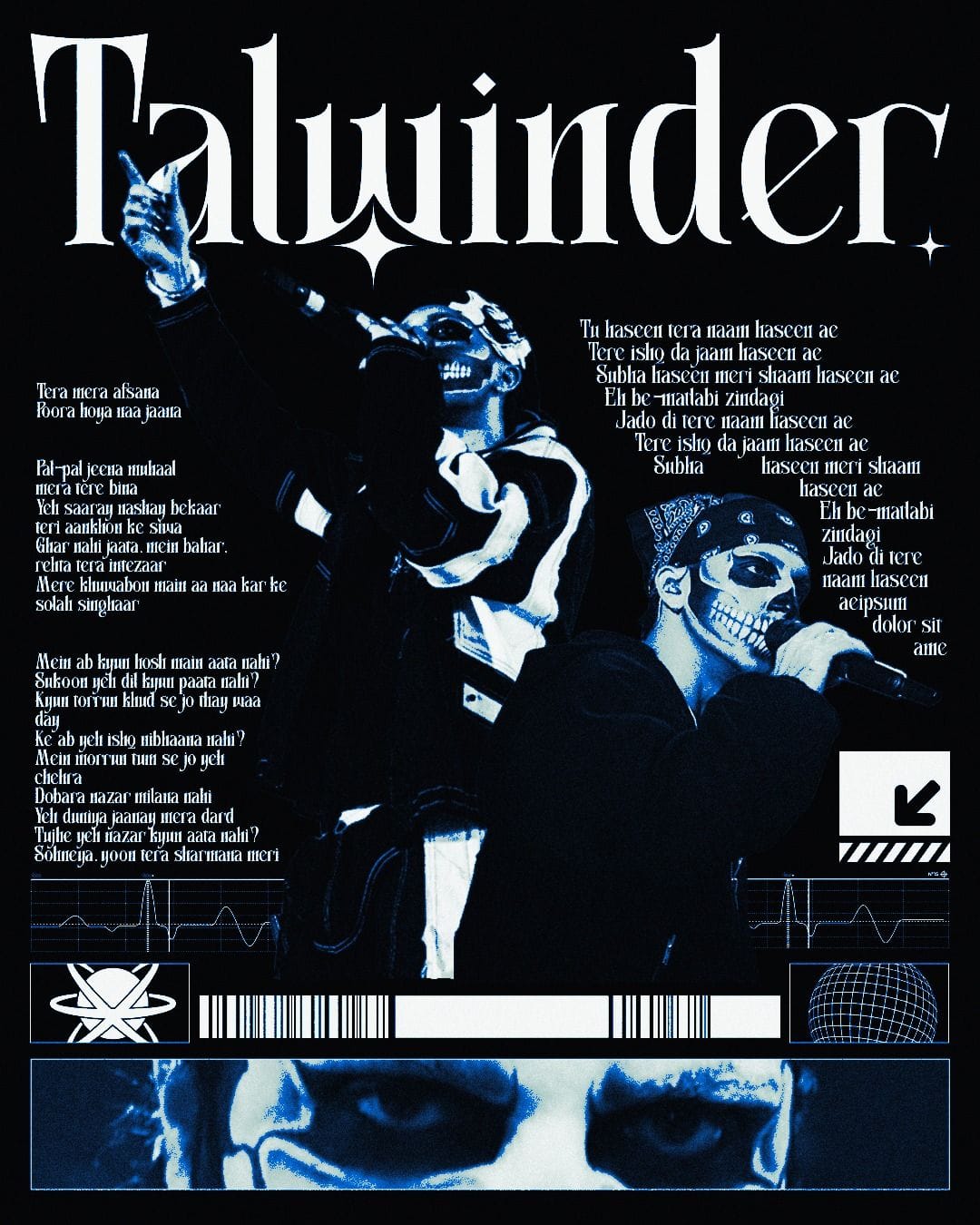 Talwinder Aesthetic Poster – Dark Blue Neon Theme