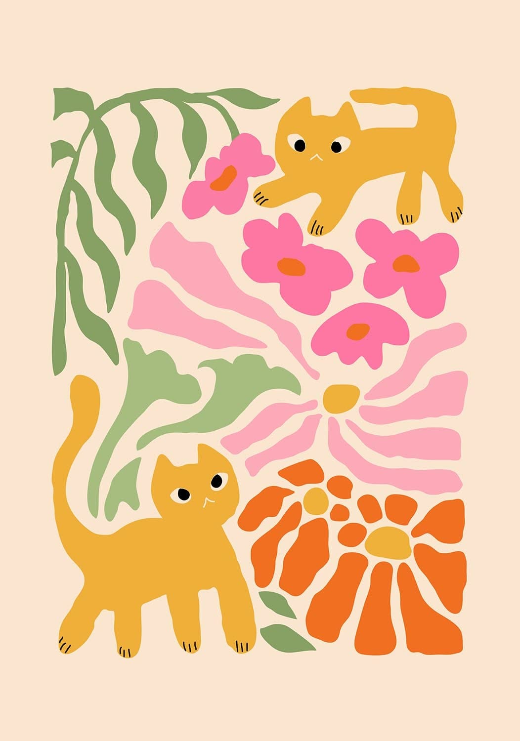 Cats & flowers poster - A1