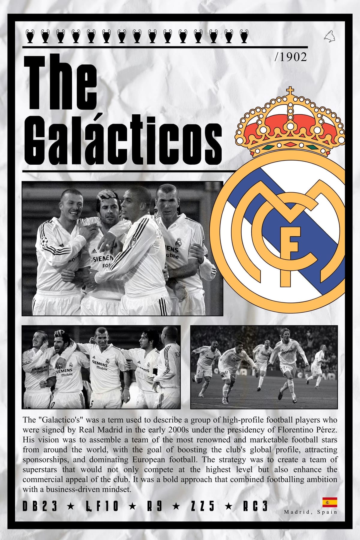 Real Madrid - Galacticos Wall Art - R9, Zidane, Figo, Carlos