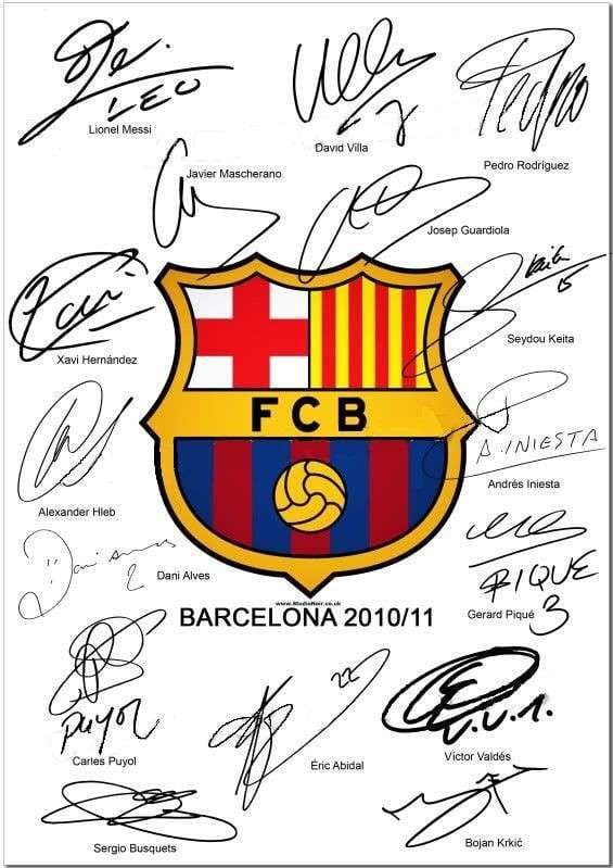 F.C. Barcelona Poster Signed Players