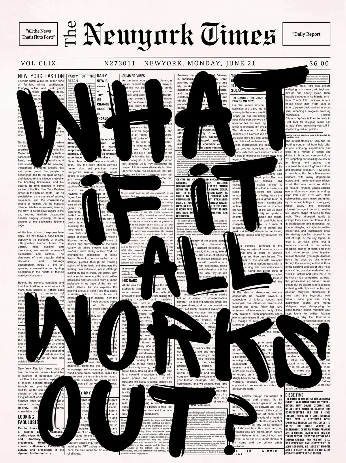 What If It All Works Out? Satin Poster | Motivational Quote, Newspaper Background