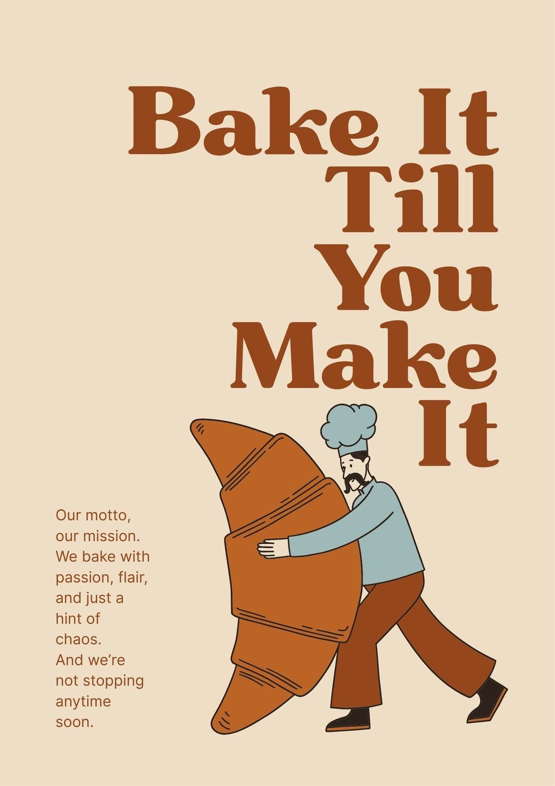 Brown and Blue Illustrated Baking Poster - Templates by Canva