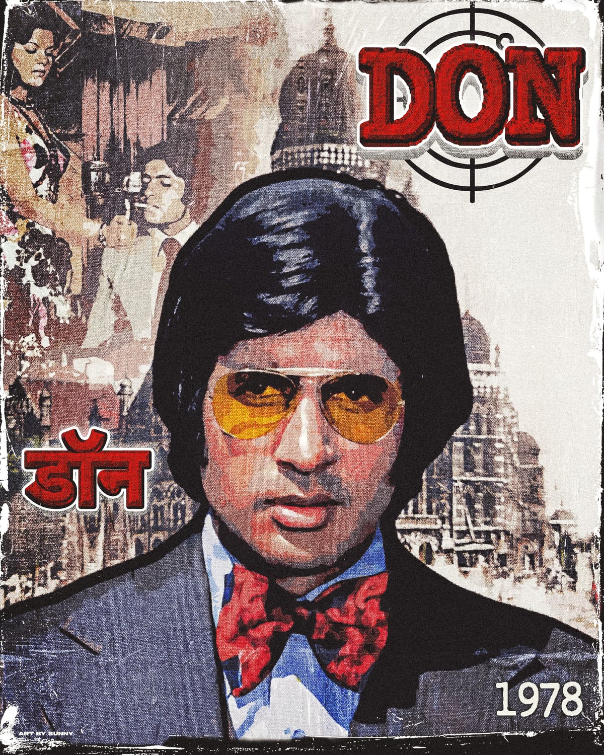 Amitabh Bachchan / Bollywood / Retro / Poster / Artwork / Don / Movie Poster / Cinema