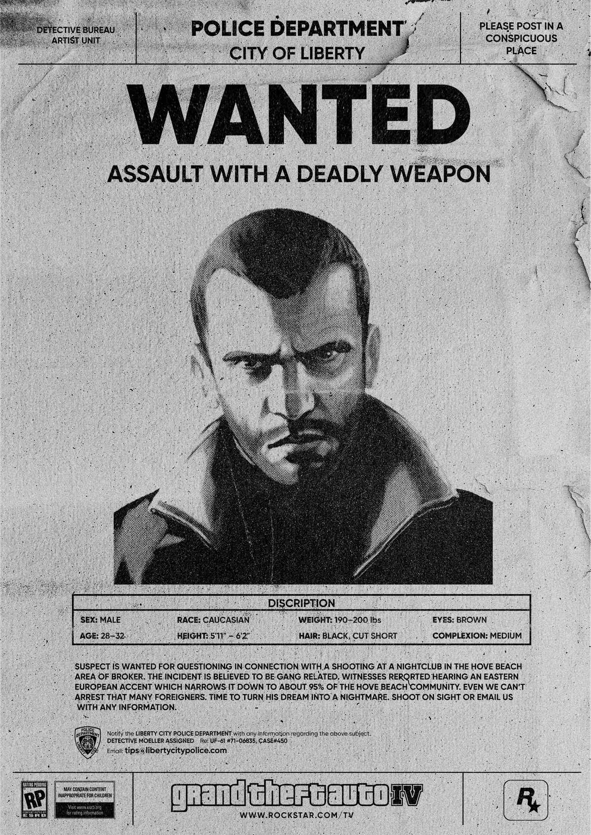 GTA IV Wanted poster (remake)
