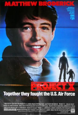 Project X movie poster (1987) [Matthew Broderick] 26x38