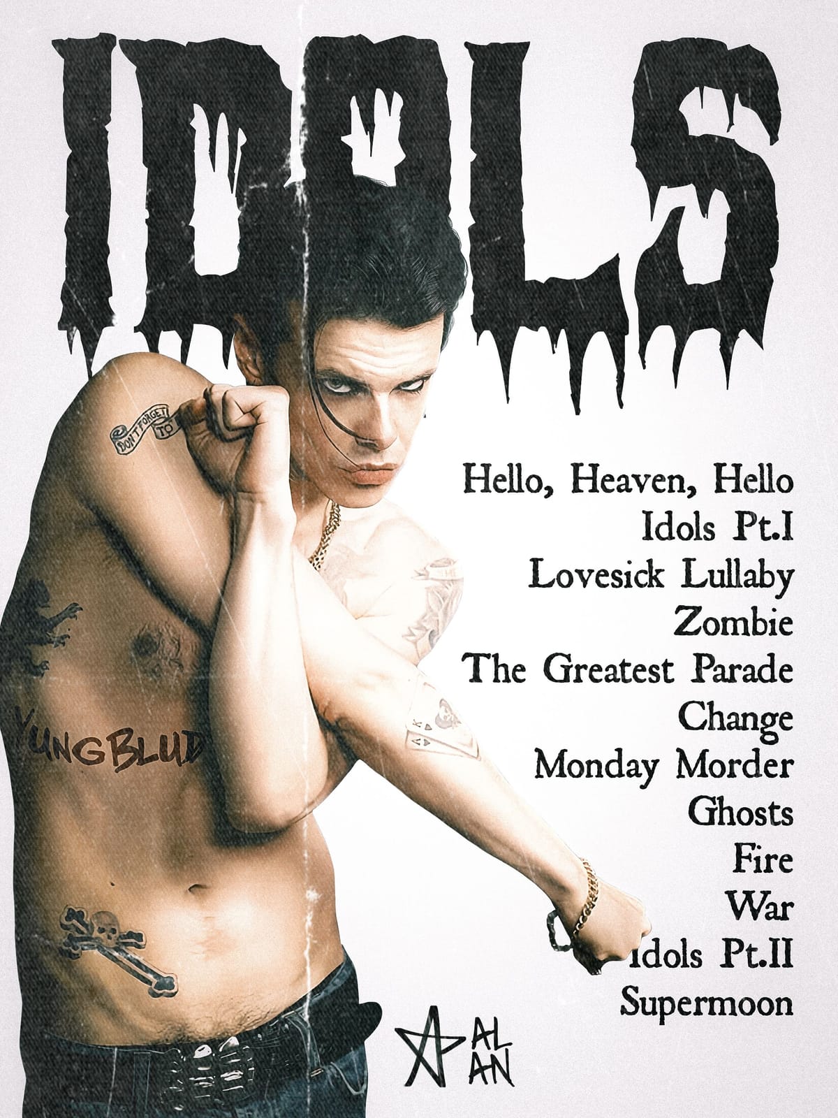 Yungblud Idols tracklist poster by @alanart_