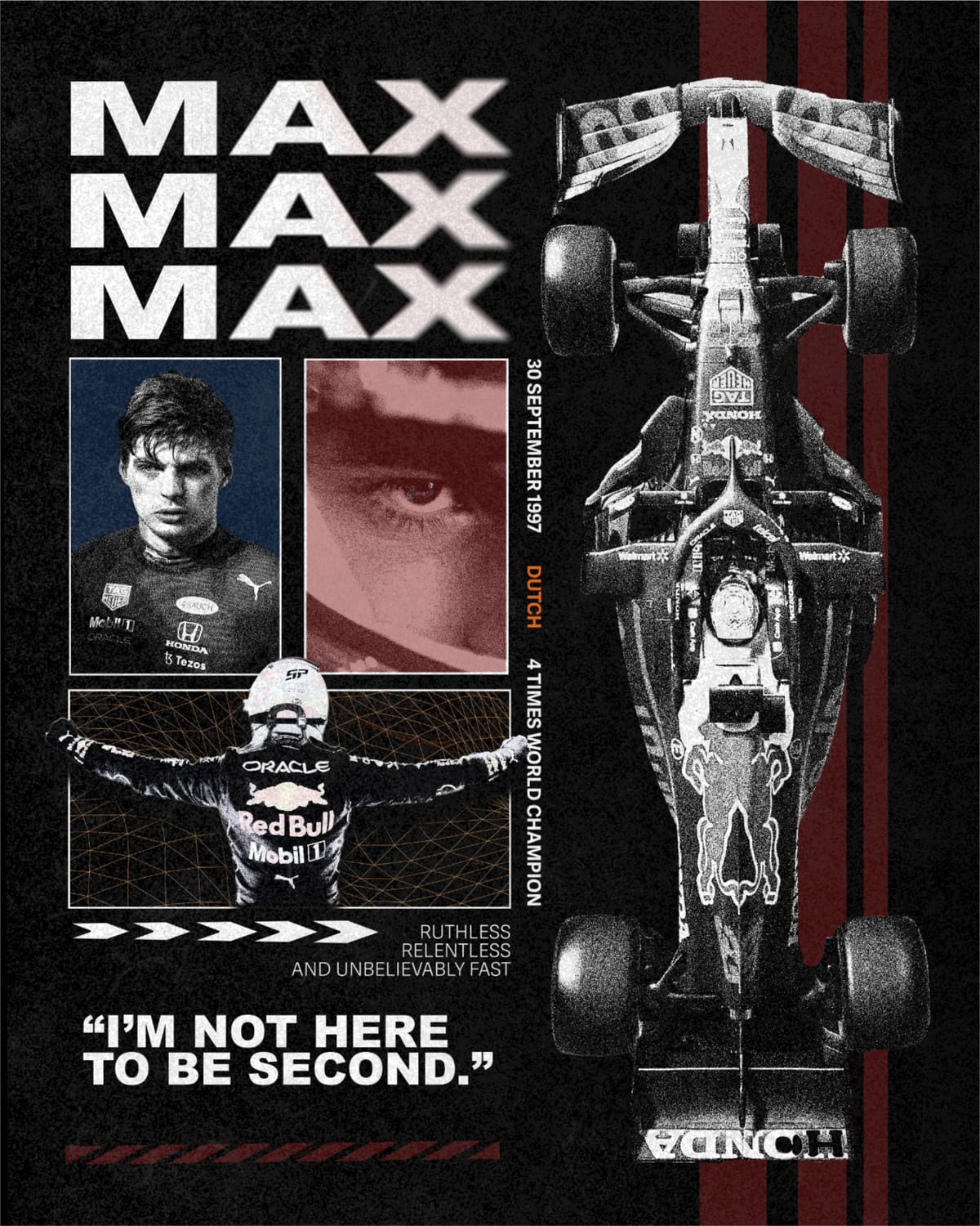 Max Verstappen The Goat Brutalism Poster.