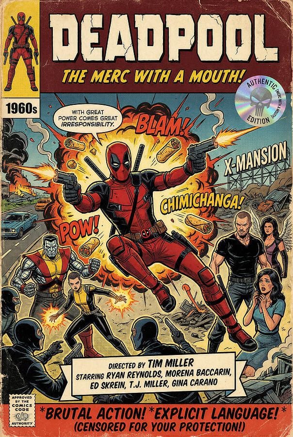 Deadpool Vintage Comic Cover - Minimal Movie Poster - Retro Film Poster - Vintage - 2016 by SampadArt Gallery