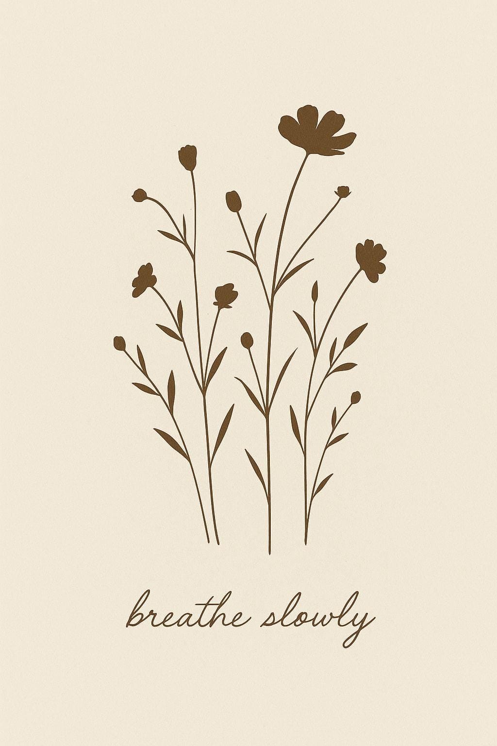 Boho Wildflower Silhouette Print: Minimalist Botanical Wall Art (Instant Download A4, 8x10, 11x14)