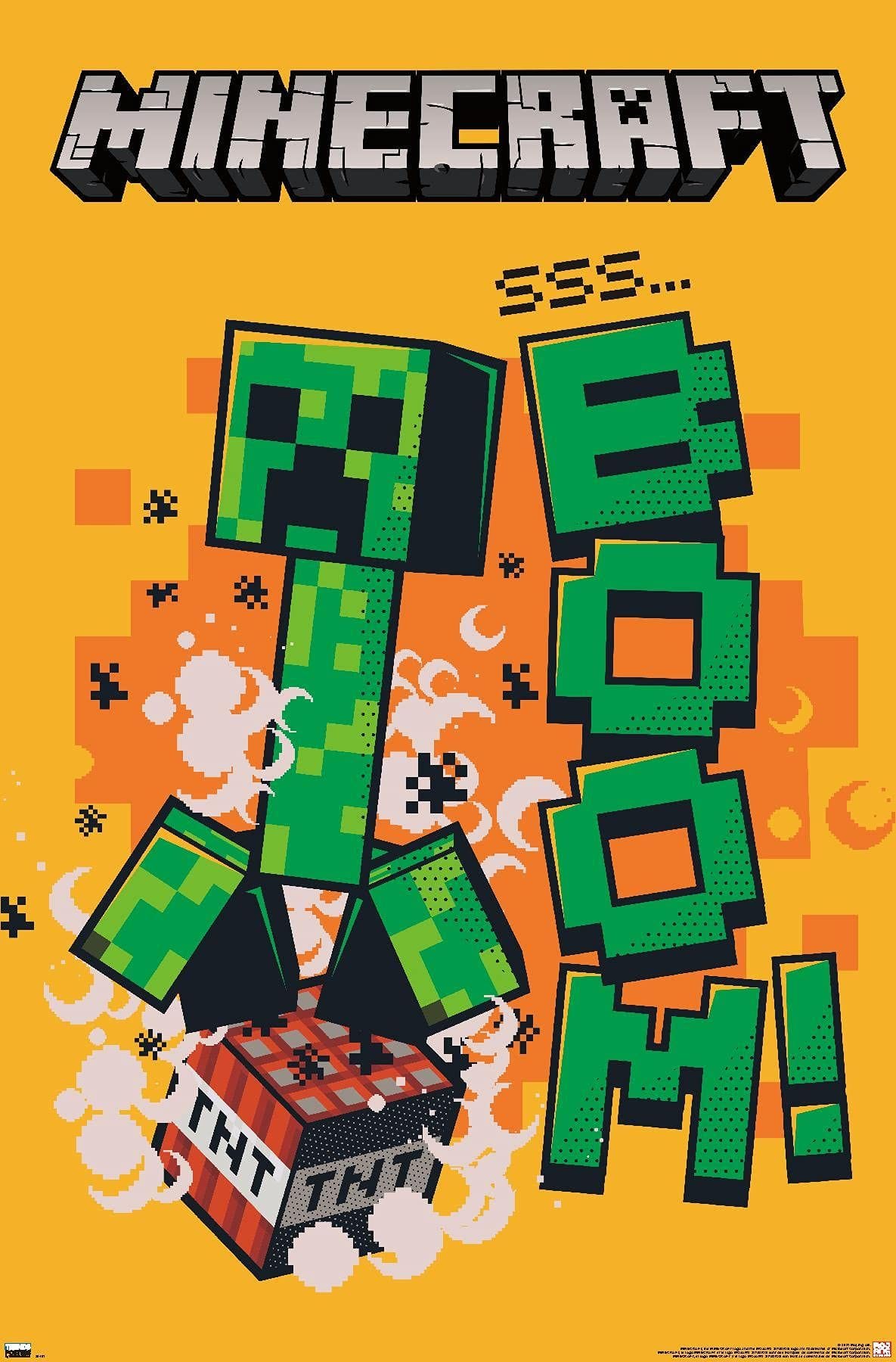 Trends International Minecraft-Creeper Boom Wall Poster, 22.375" x 34", Premium Unframed Version