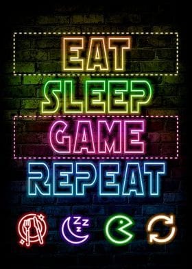 Metal Poster Displate "Eat Sleep Game Repeat"