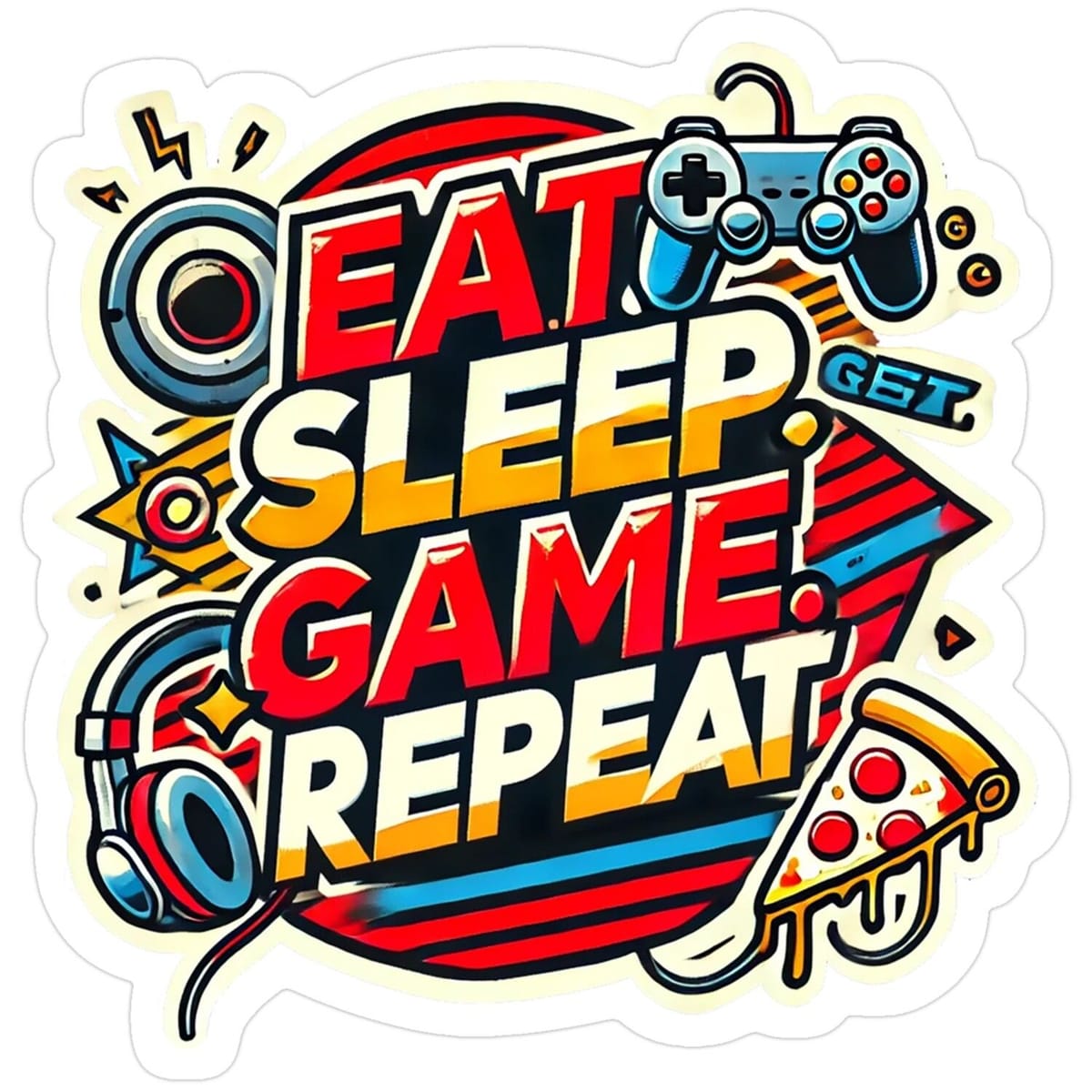 Eat Sleep Game Repeat Sticker