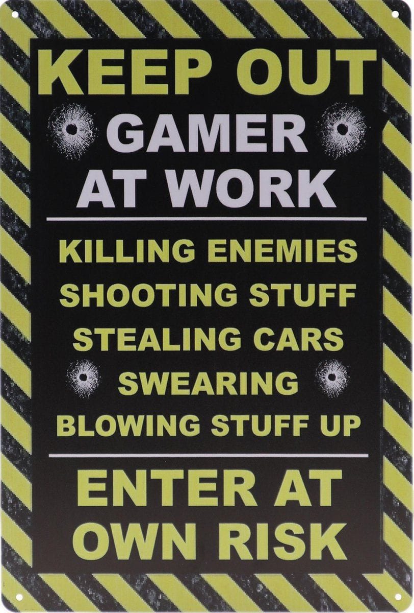 Wandbord – Keep Out - Gamer - Vintage - Retro -  Wanddecoratie – Reclame bord – Mancave - Restaurant – Kroeg - Bar – Cafe - Horeca – Metal Sign – 2...