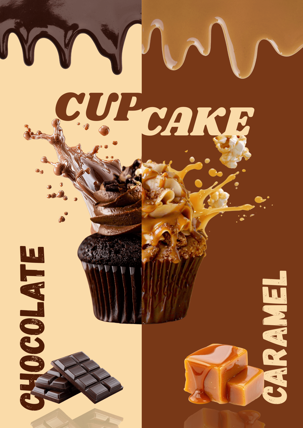 Chocolate Caramel Cupcake Design | Dessert Poster Graphic | Bakery Marketing Inspiration