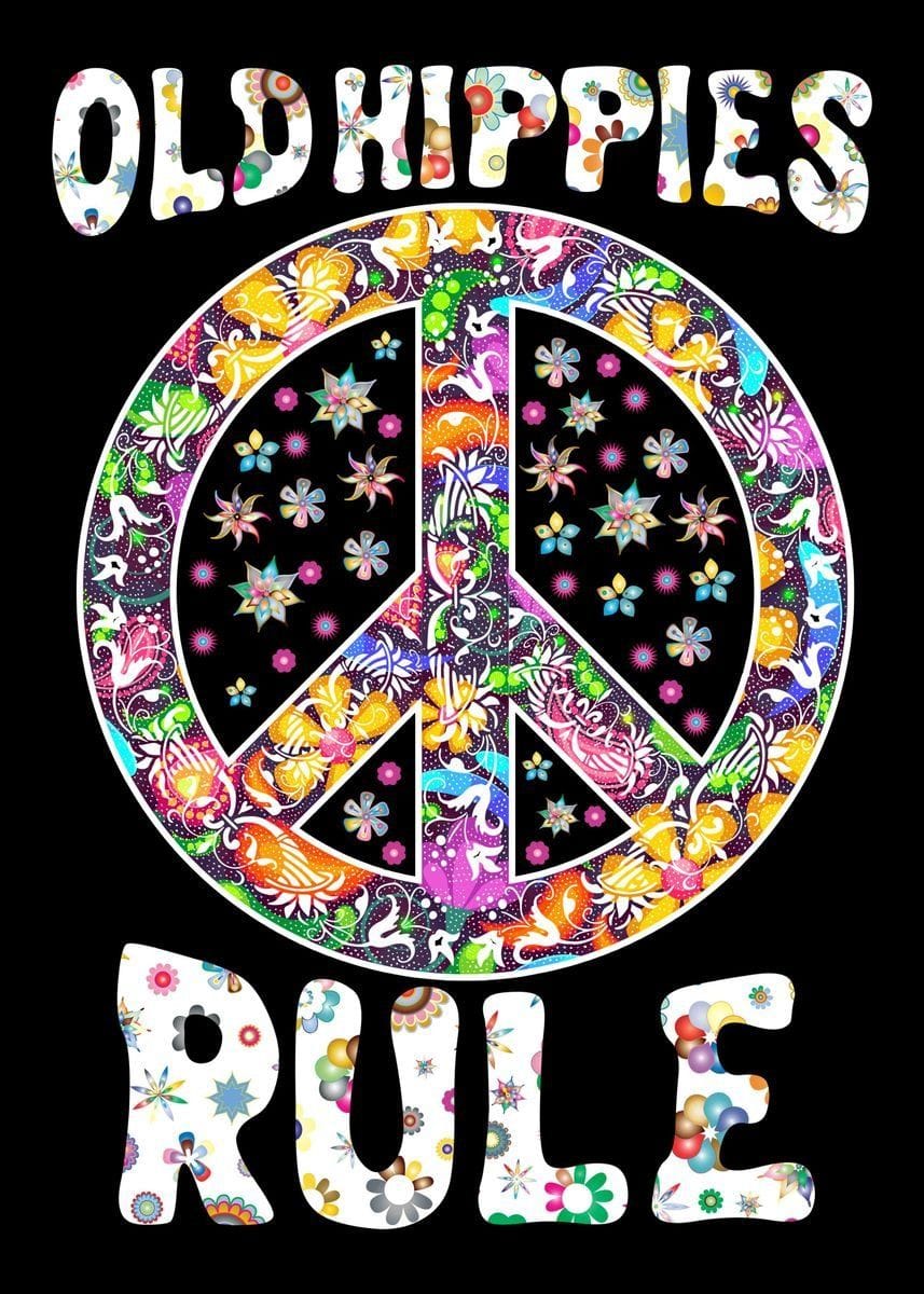'Old Hippie Rule' Poster, picture, metal print, paint by Cooldruck | Displate