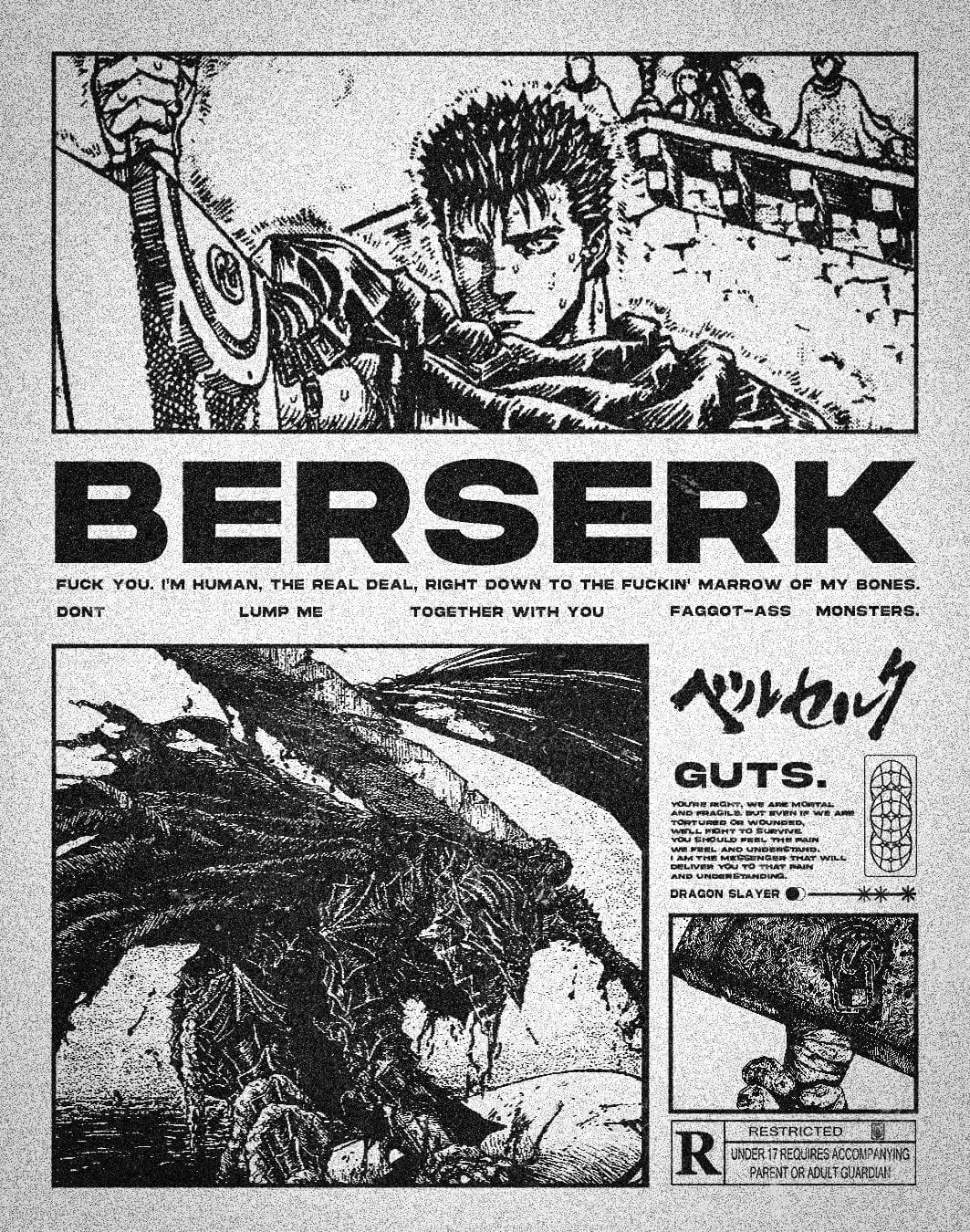 Berserk | guts | manga | brutalism poster