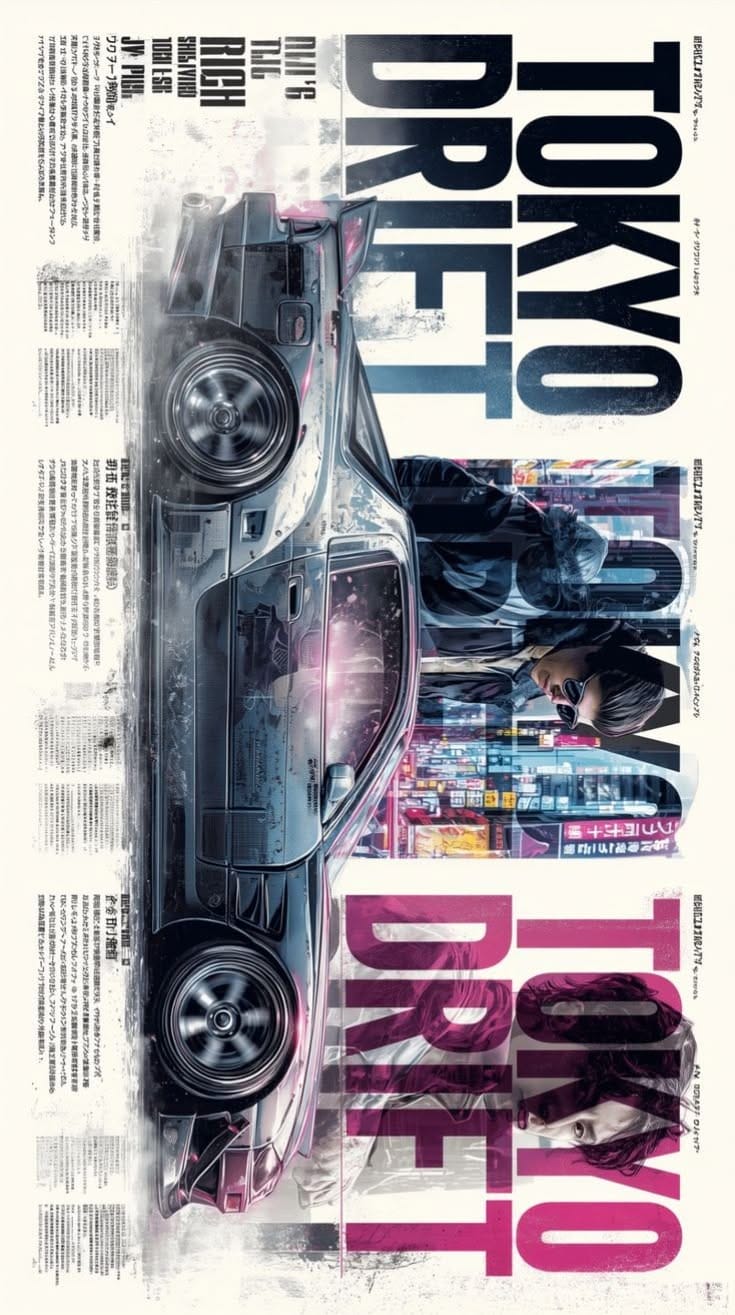 📌🎓Tokyo Drift Street Racing Poster 🌃🏎️ | JDM Night Aesthetic ⚡