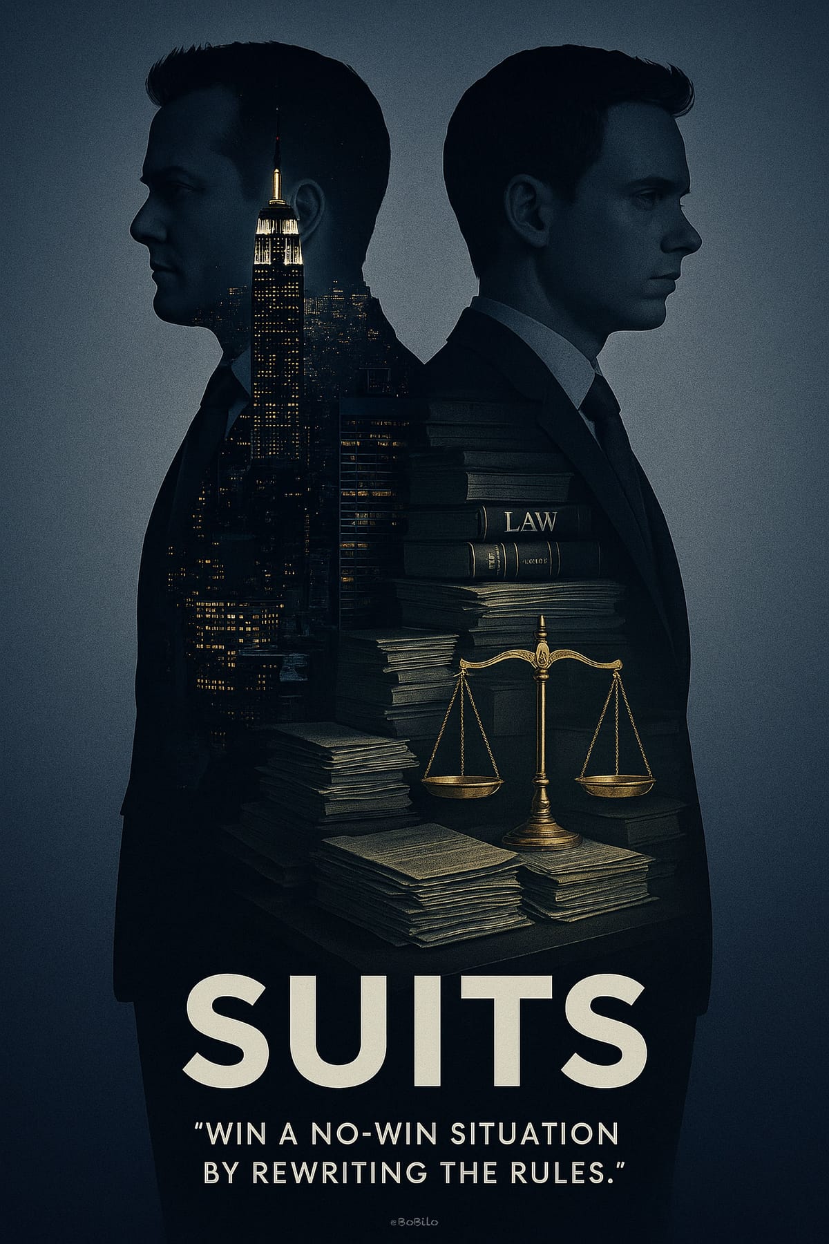 Suits Fan Poster | Harvey Specter & Mike Ross Double Exposure Artwork