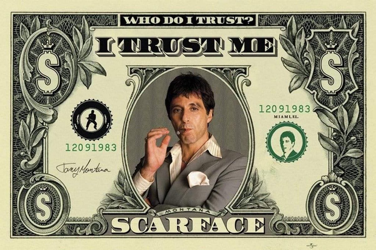 Scarface Dollar Biljet Poster 91.5x61cm
