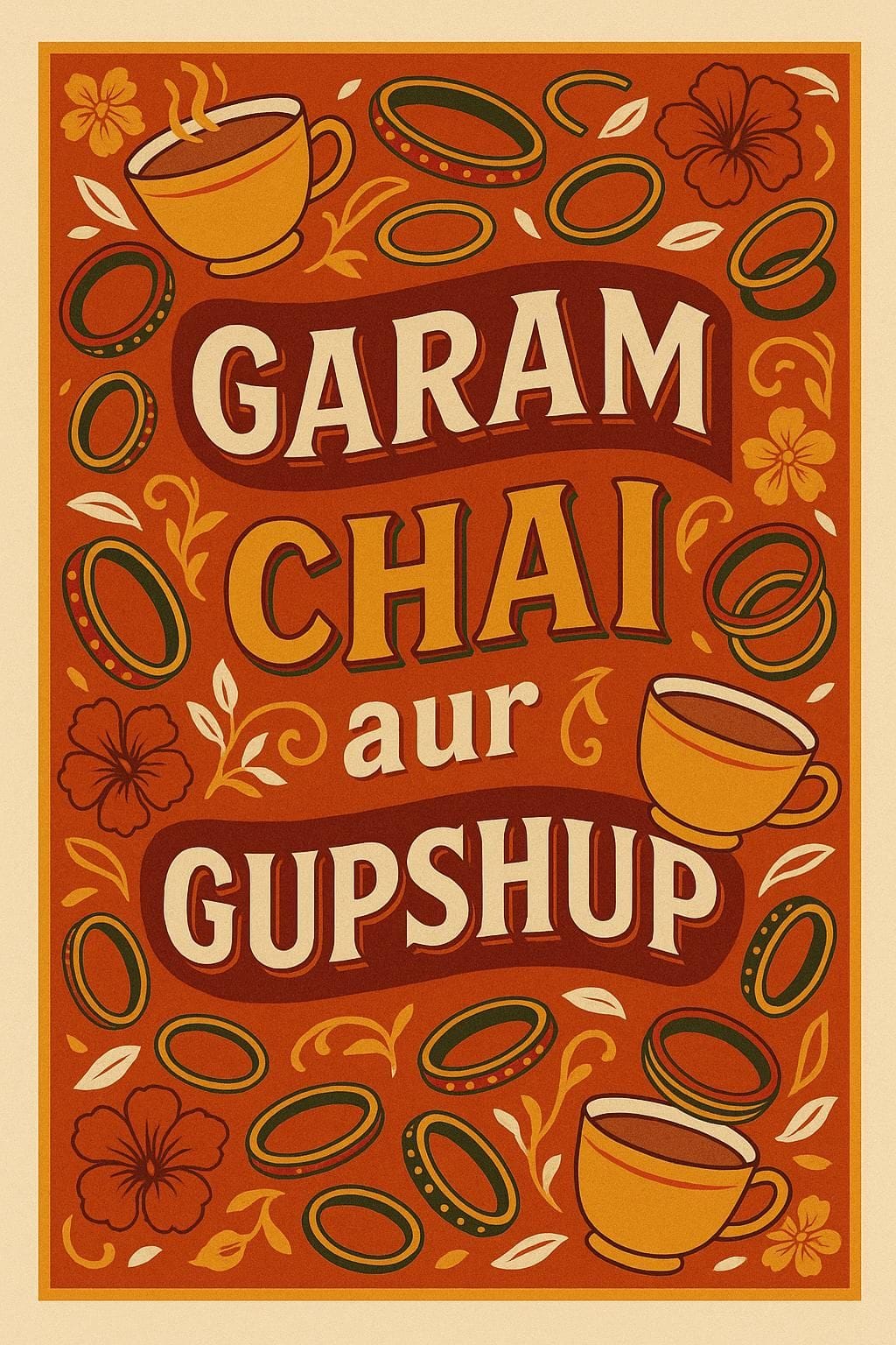 Garam Chai aur Gupshup Digitaldruck | Desi Küche Wandkunst | Urdu Typografie | Gemütliches Chai Eckdekor | Südasiatischen Printable | Sofort Do