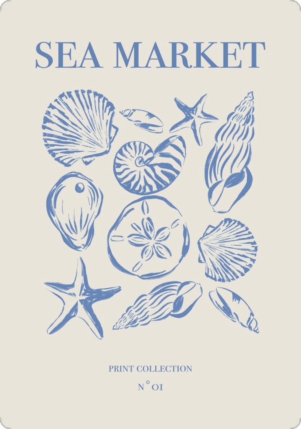 Vintage Sea Market Poster Style Illustration Poster