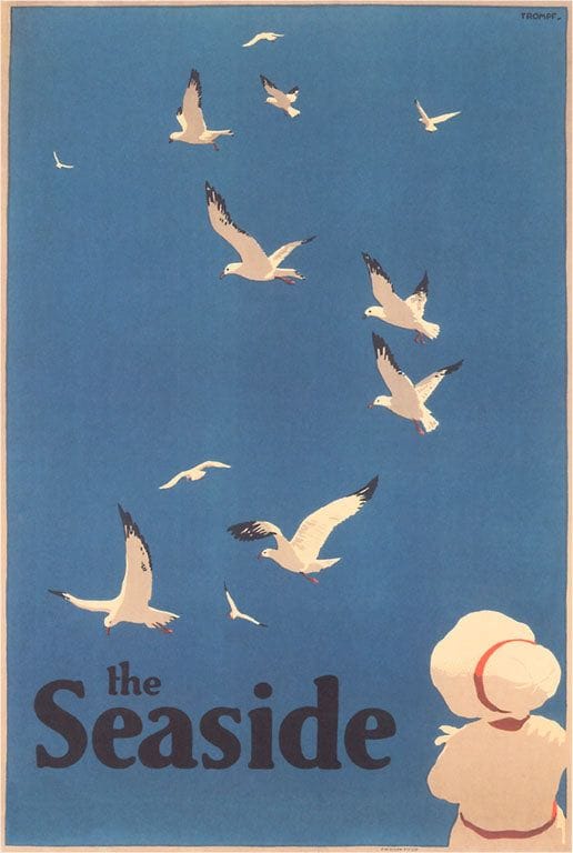 TS-350 The Seaside, Gulls - Vintage Image - Art Print, Individual Print