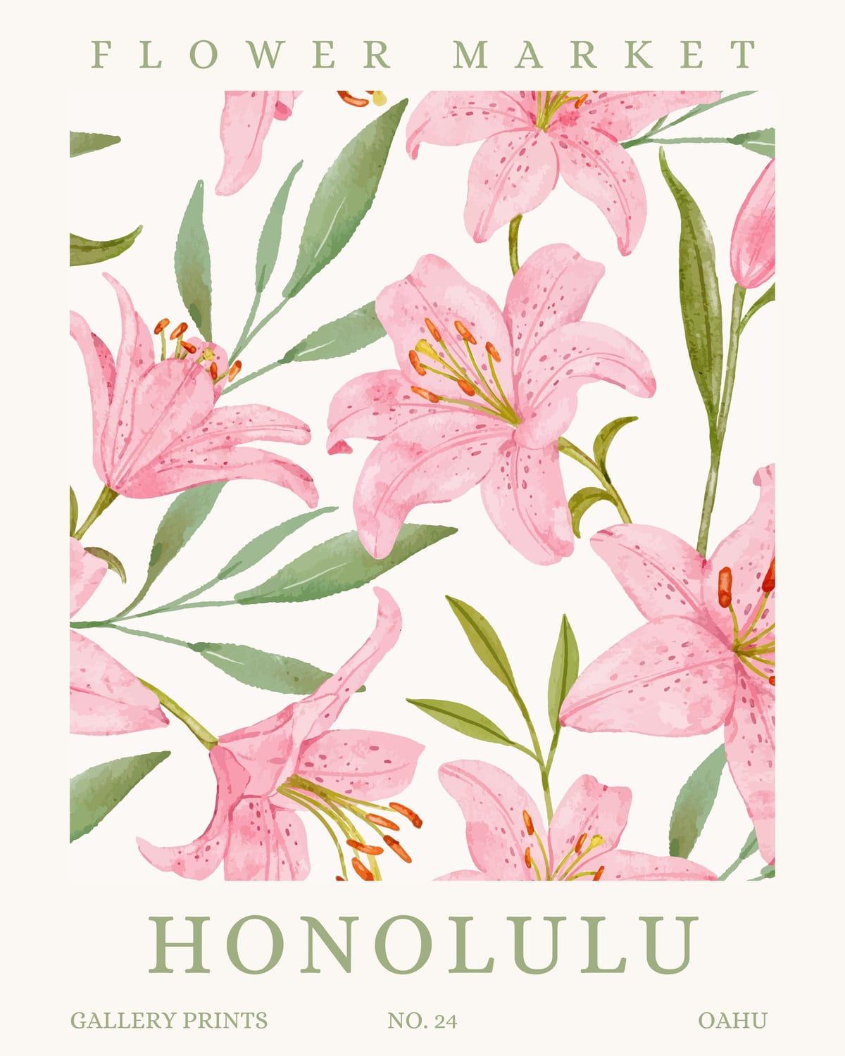 Honolulu Flower Market - Canvas / 8x10 inch