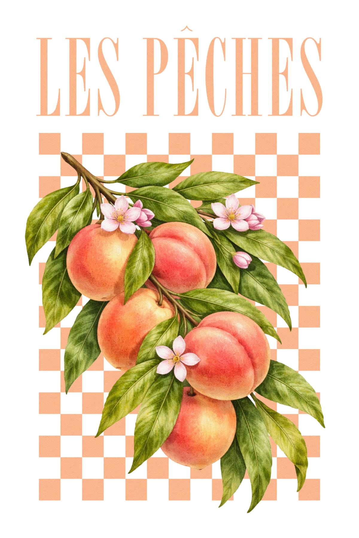 Les Pêches Art Print, Peach Art Print, Trendy Kitchen Decor