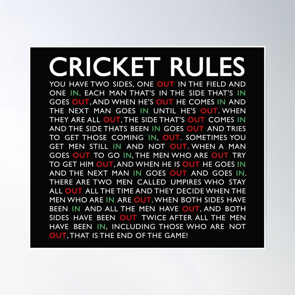 Cricket Rules Poster