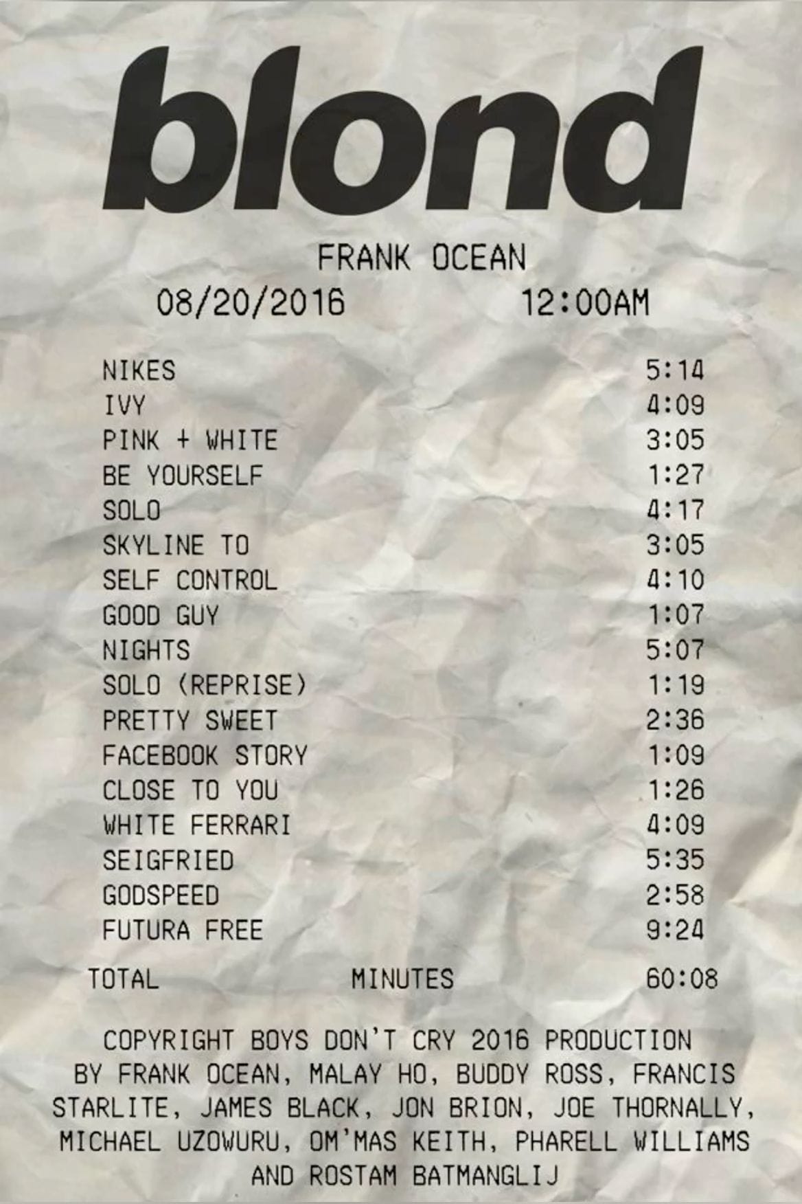 frank ocean blond poster