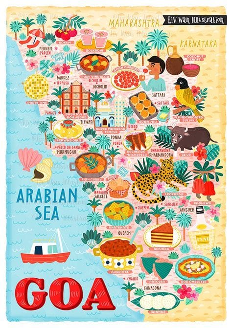 Map of Goa India Illustration and design - Liv Wan