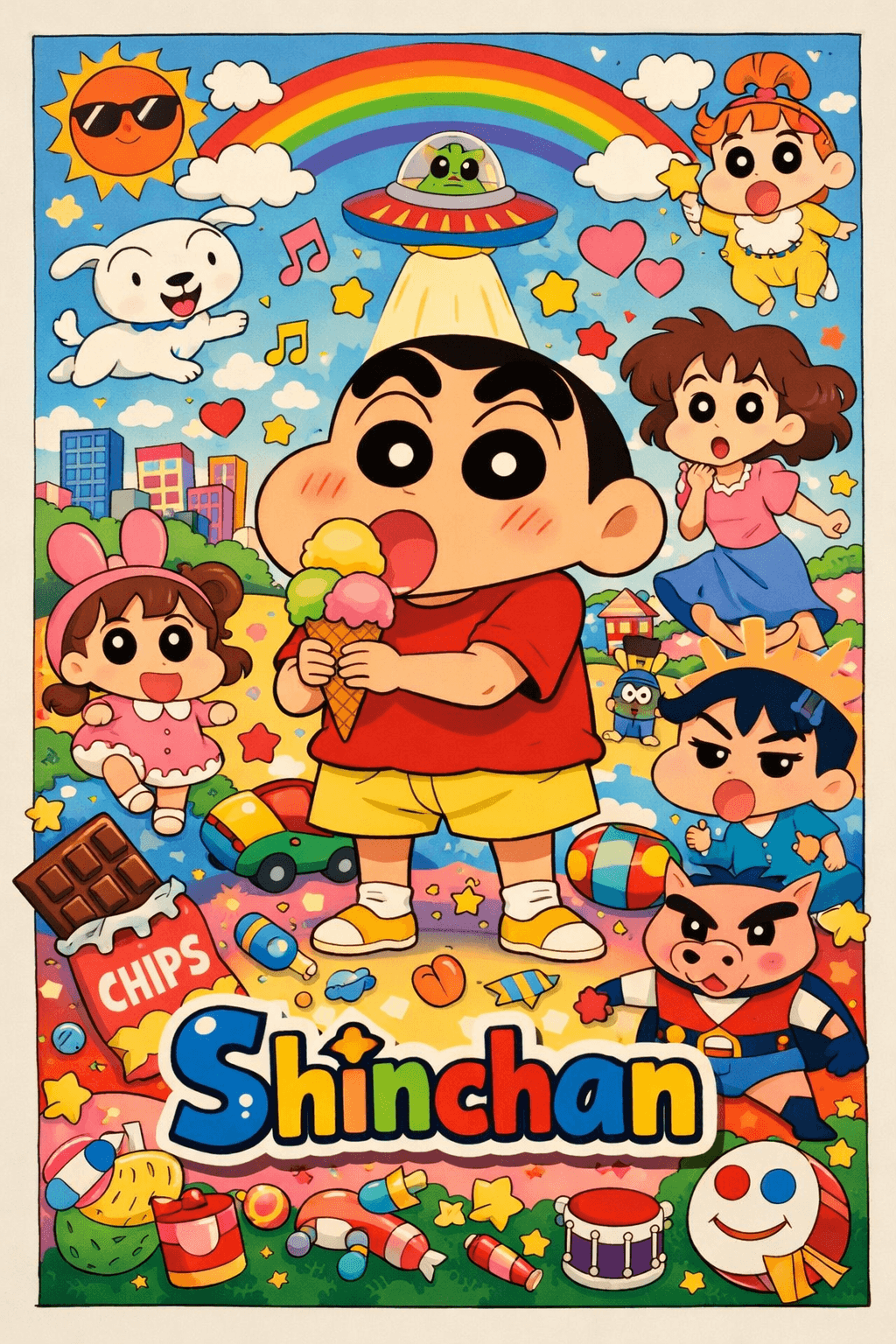 Shinchan Aesthetic Poster 🌈
