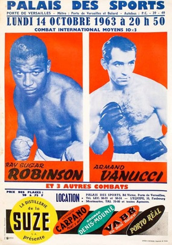 Vintage 1963 Sugar Ray Robinson Armand Vanucci Boxing Poster  A3 Print