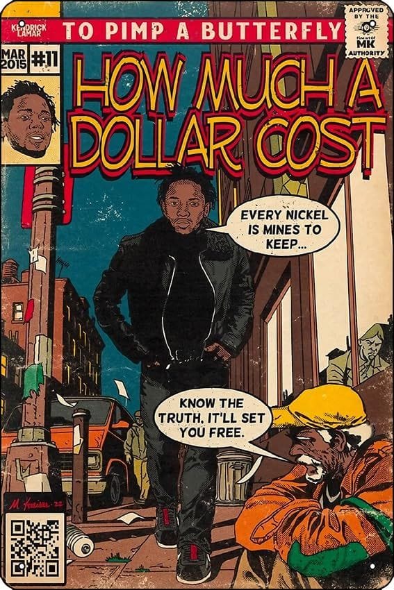 How Much A Dollar Cost Kendrick Poster Metal Tin Sign 12 X 8 Inch Funny Man Cave Home Office Bar