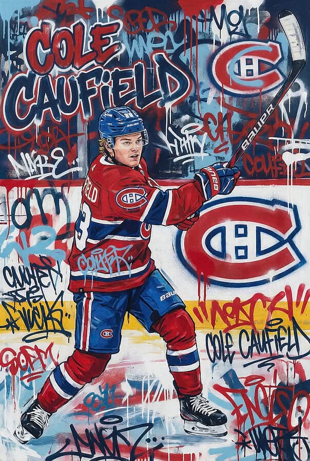 Cole Caufield - Graffiti Poster Hockey Player NHL by SampadArt Gallery