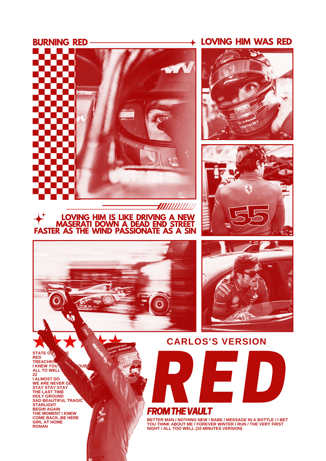 carlos sainz poster RED taylor swift version album aesthetic