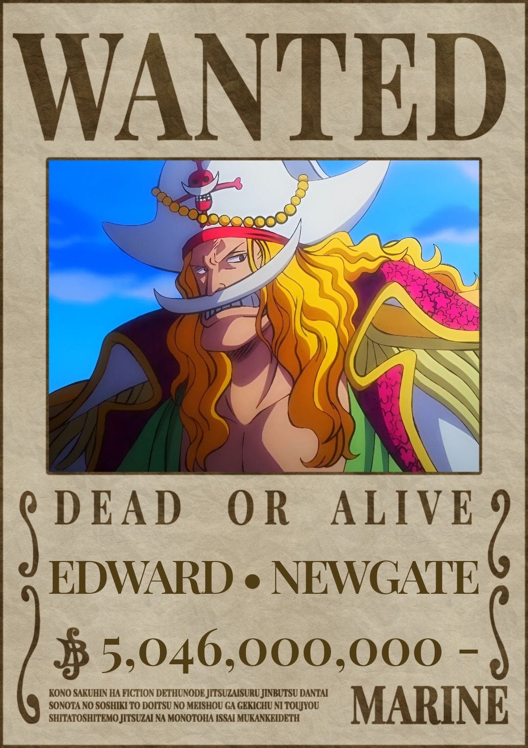 Edward Newgate "Barba Branca" wanted poster - One Piece