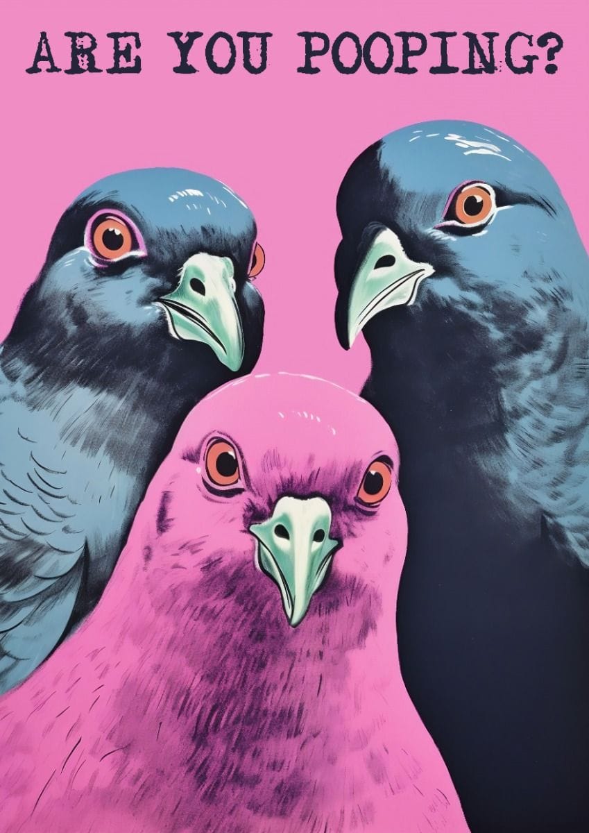 Funny Bathroom Poster Are You Pooping Print Pigeon Art Print Toilet Wall Art Pigeons Posters