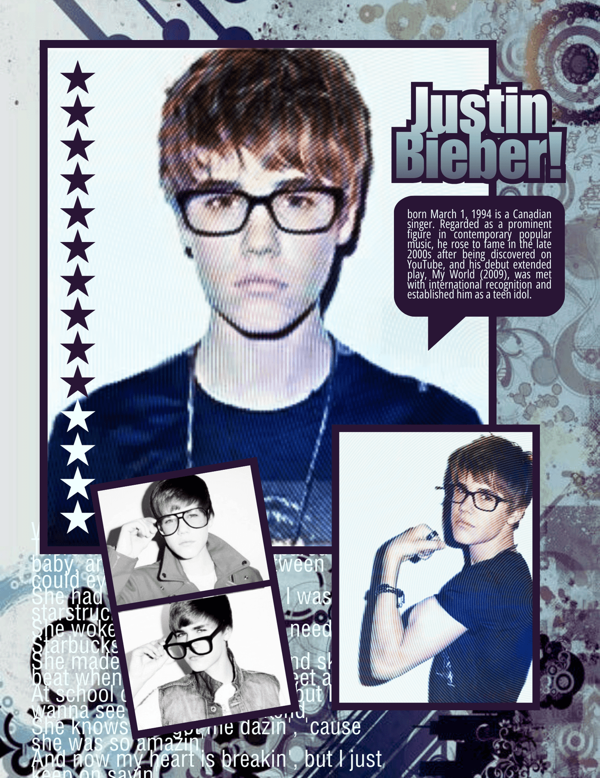 justin bieber y2k tumblr era frutiger metro poster graphic design