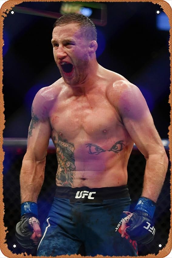 Vintage Tin Signs Justin Gaethje MMA Poster Metal Signs Poster Wall Decor Design for Cafes Bar Pub