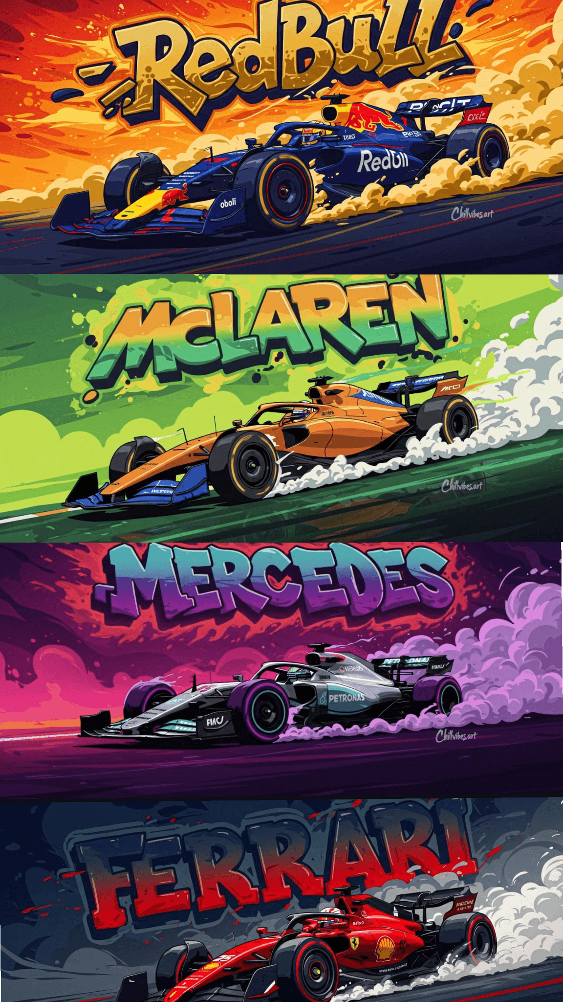 📌🎨 Graffiti Style F1 Poster Series 🔥 | Red Bull • McLaren • Mercedes • Ferrari Street Art Edition