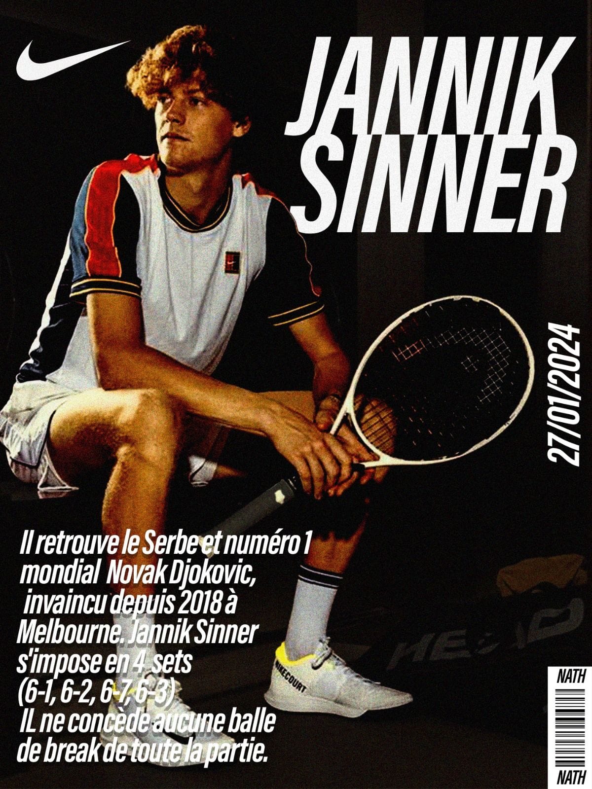 Rétro affiche/couverture de Jannik Sinner